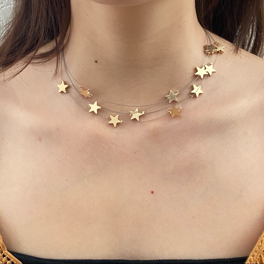 💕Last one Layered Stars Choker Necklace - Picture 8 of 8